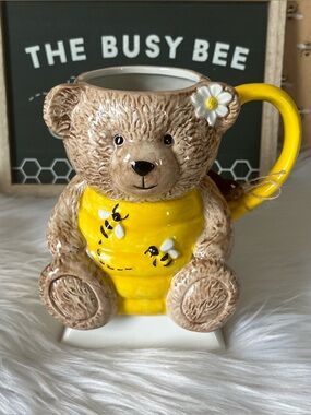 Simple & Sweet Teddy Bear Honey Pot Figural Oversized Mug